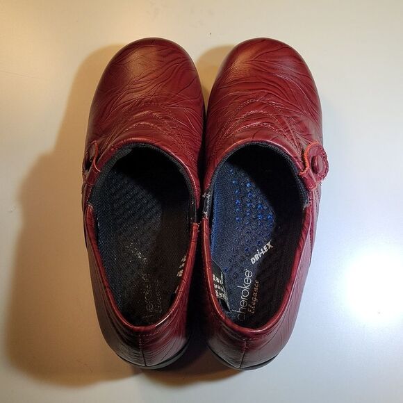 CHEROKEE ELEGANCE DRI-LEX BURGUNDY WOMEN"S CLOG STYLE SLIP RESISTANT ROUND TOE - Picture 7 of 14